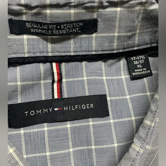 Tommy Hilfiger Men Gray And White Casual Button Down Shirt - Picture 7 of 7